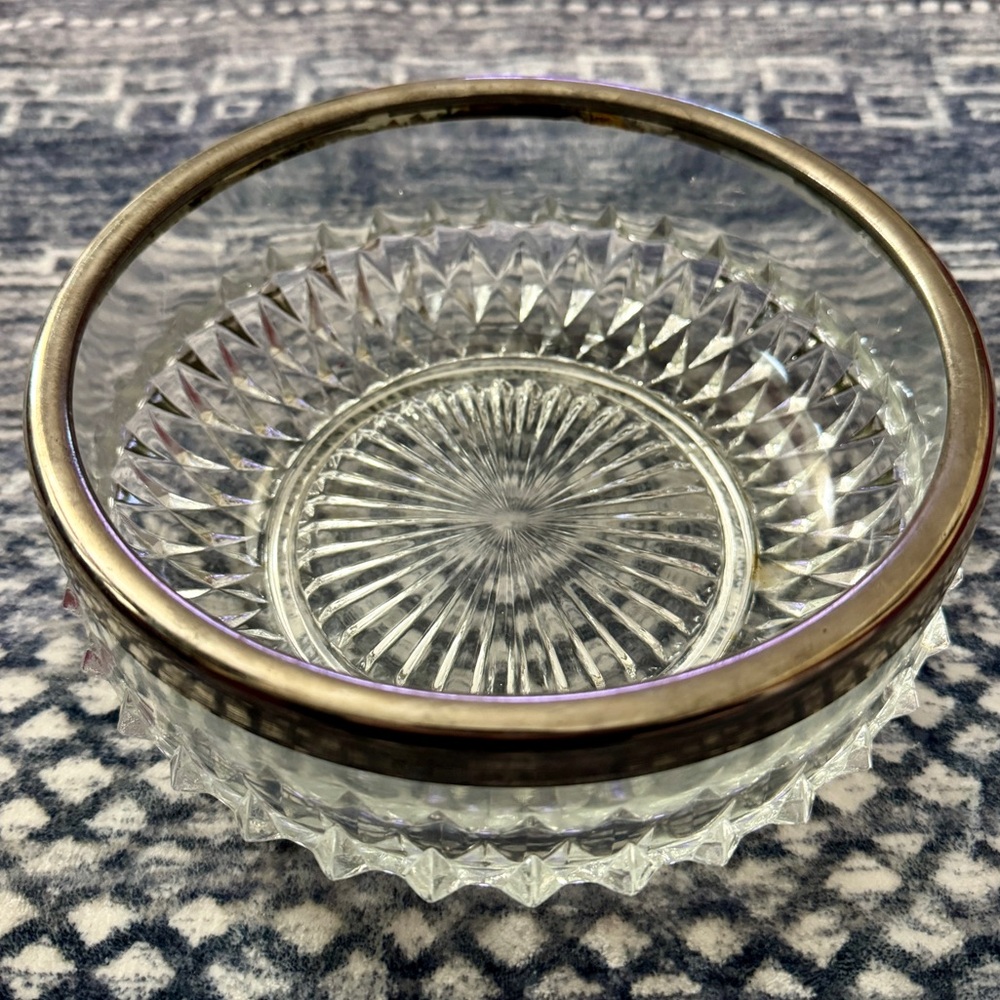 Vintage Genuine Crystal Bowl with Silver-plated Rim (Made In England) - Picture 7 of 16